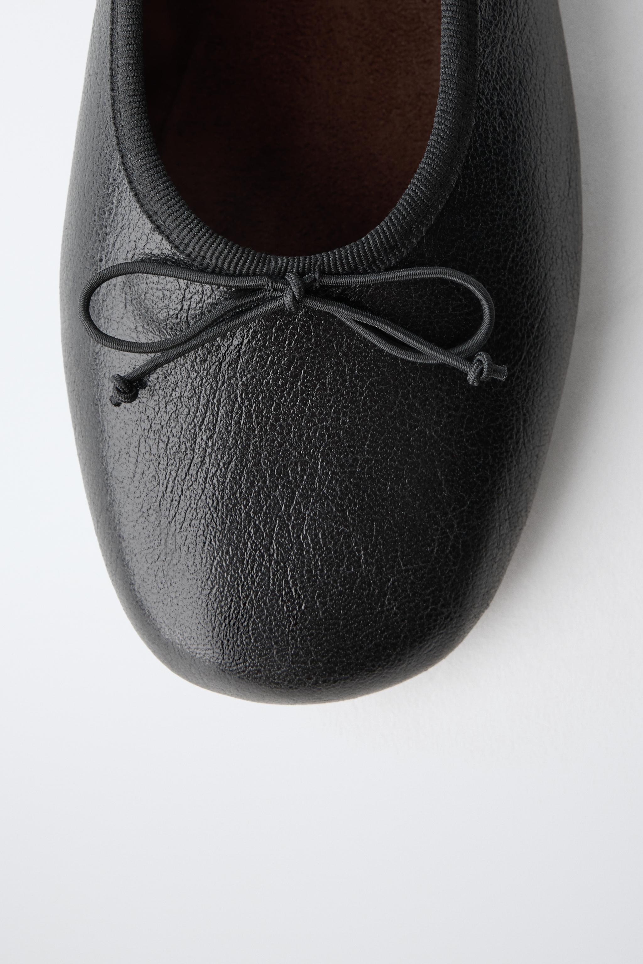 Обувь Zara LEATHER BOW BALLET FLATS — фото 7