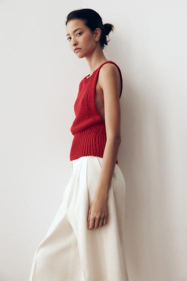 Zara LINEN BLEND LONG-LINE SHORTS ZW COLLECTION - Ecru