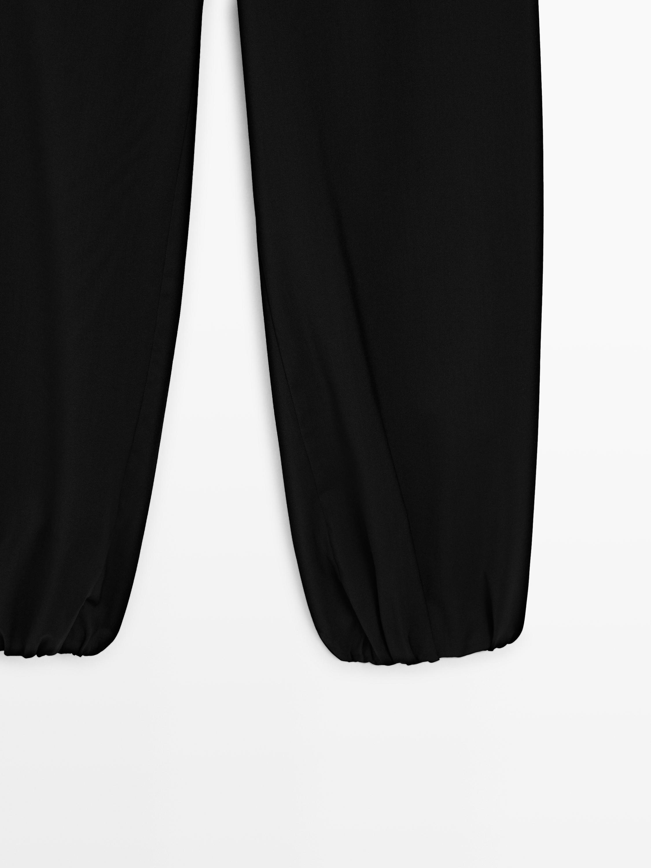 Pantalon bouffant en laine avec nœud