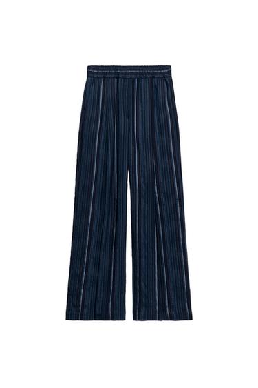 PANTALÓN RAYAS PALAZZO ZW COLLECTION - Azul tinta de Zara
