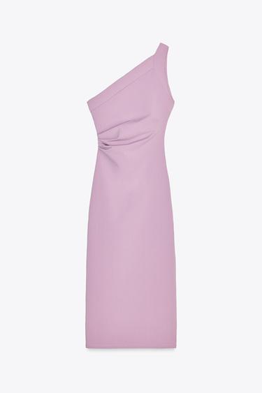 ASYMMETRIC MIDI DRESS - Light mauve by Zara