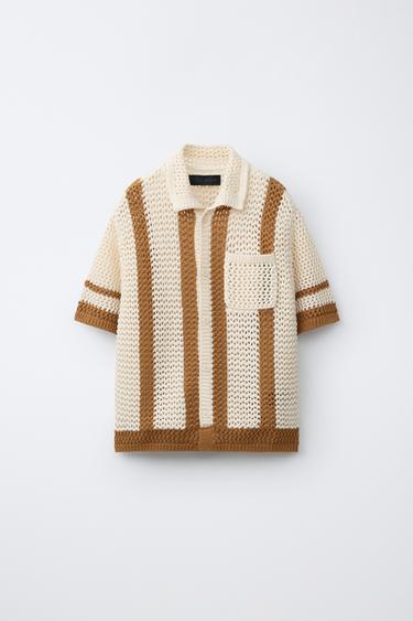 РУБАШКА ИЗ КРУЖЕВА КРОШЕ — ОХРА от Zara