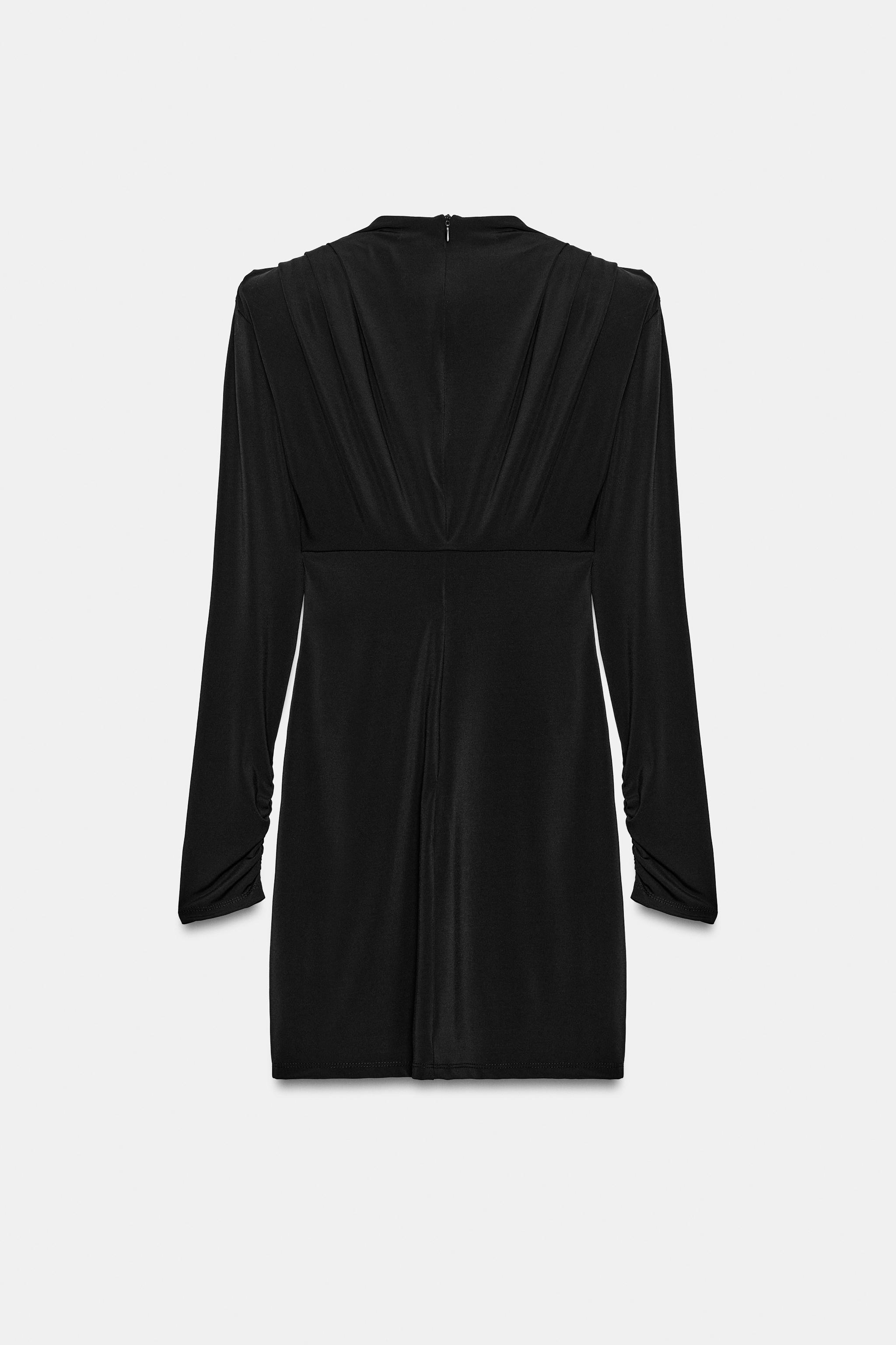 PLEATED MINI DRESS WITH SHOULDER PADS
