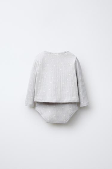 POINTELLE PRINT BODYSUIT AND JACKET SET - Light grey by Zara - Image 1