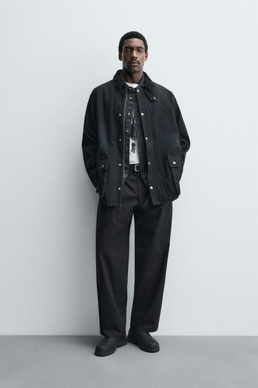 DENIM JACKET WITH COMBINED COLLAR - Blue by Zara - Image 0