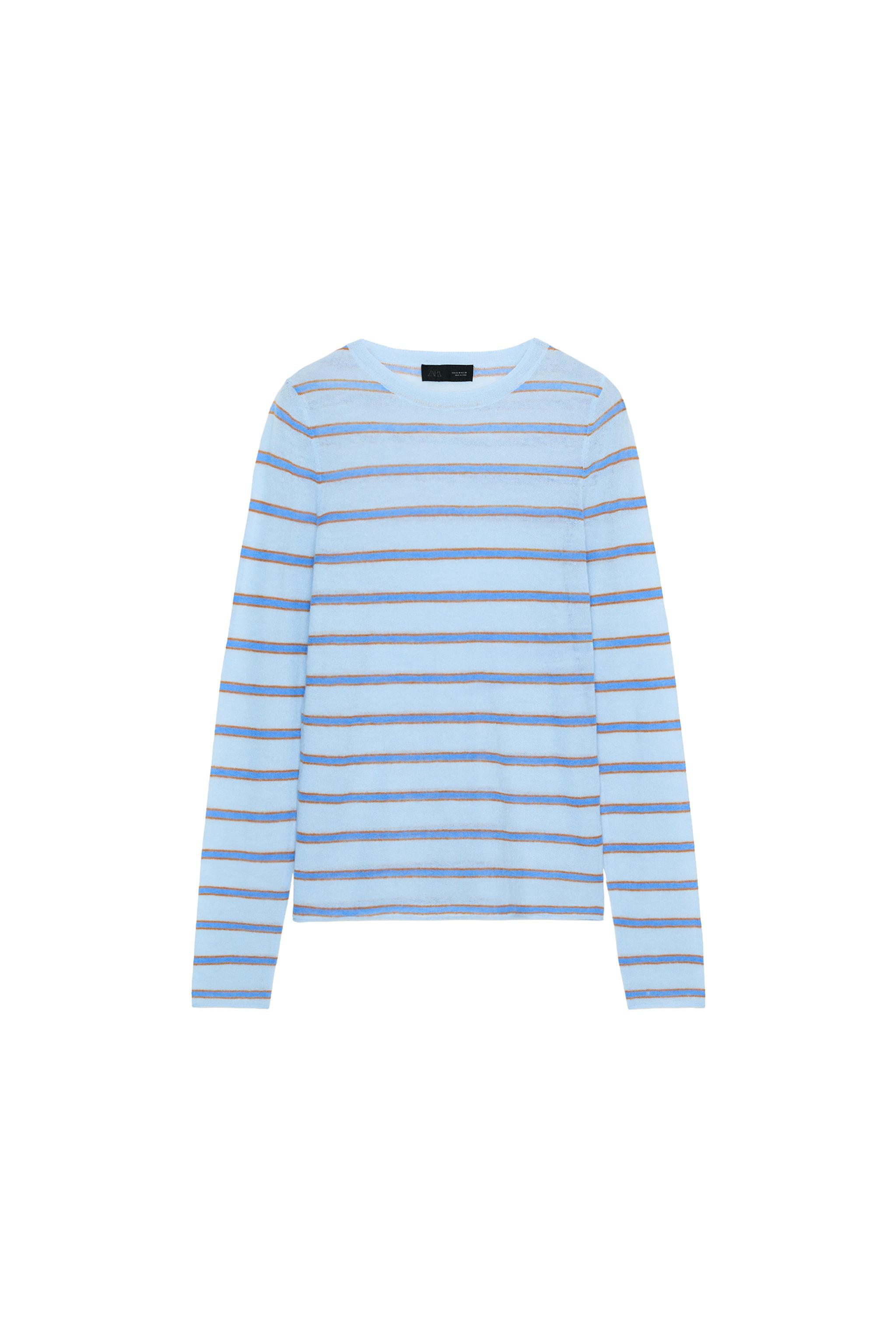 ボーダー柄ウールセーター - ライトブルー | ZARA Japan / 日本