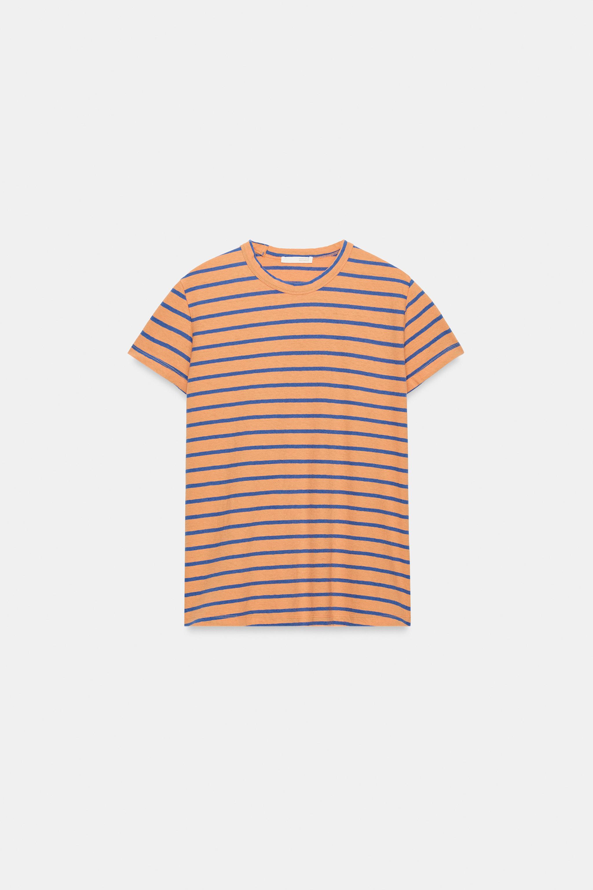 ÇİZGİLİ PAMUKLU KETEN T-SHIRT - Görsel 6