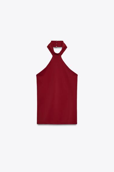 TOP HALTER POLIAMIDA - Burgundy de Zara - Imagen 0