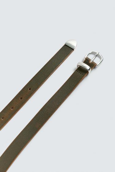 LEATHER BELT - Khaki by Zara - Image 3