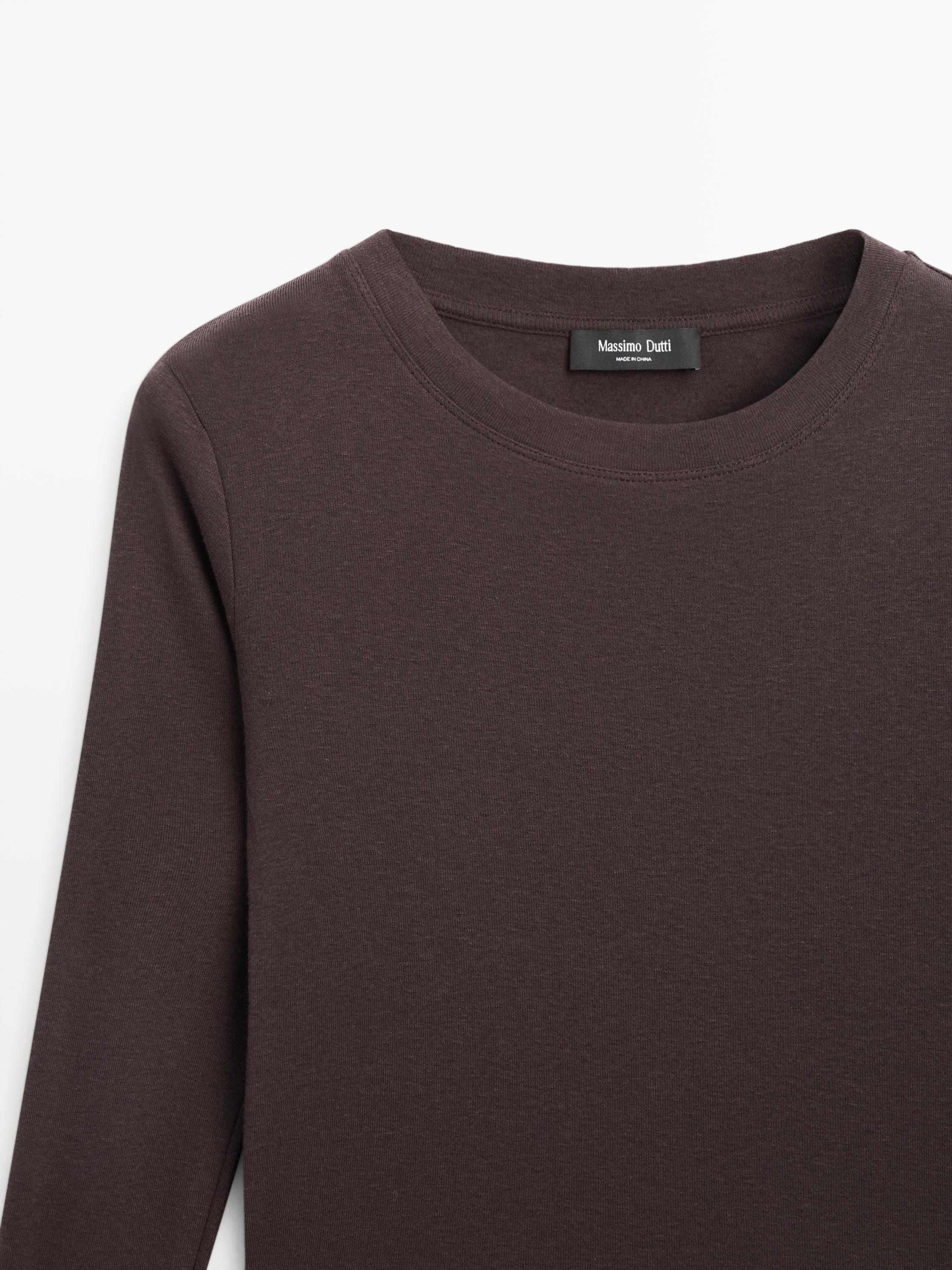 Long-sleeve cotton blend T-shirt