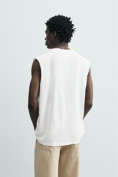 LIGHTWEIGHT RELAXED FIT TANK TOP - White by Zara - Image 2
