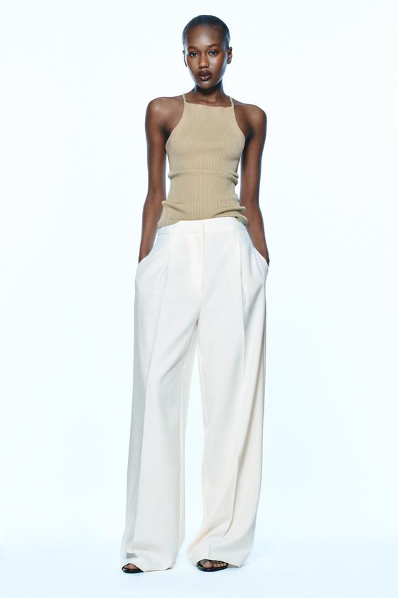 Zara, Pants & Jumpsuits, Zara High Waisted Oyster White Pants