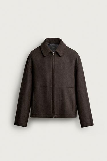 REGULAR FIT WOOL BLEND JACKET - Brown by Zara