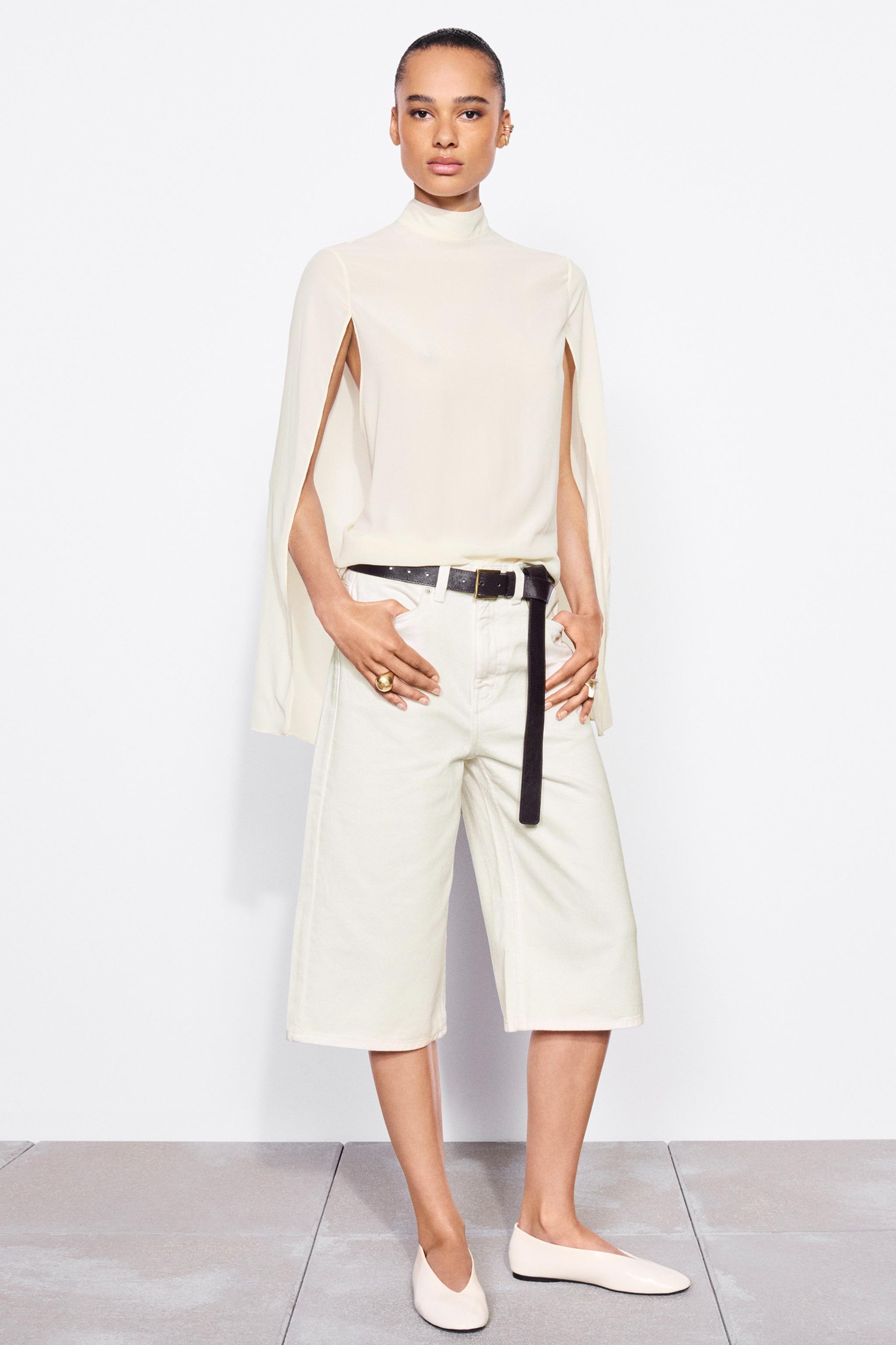 ZW COLLECTION CAPE SHIRT WITH VENTS — Ecru