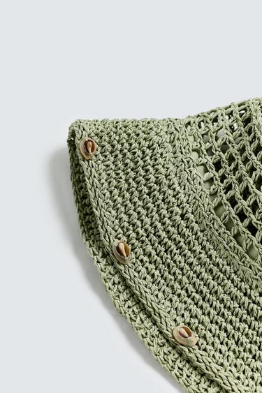 CROCHET HAT WITH SHELLS - Light green by Zara - Image 5
