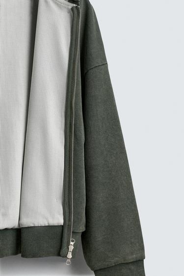 SWEAT BIMATIÈRE À CAPUCHE ET CARREAUX - Kaki de Zara - Image 9
