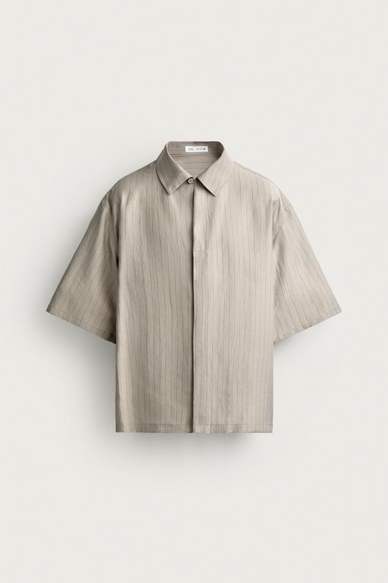 CHEMISE FLUIDE COUPE DÉCONTRACTÉE - Gris / Marron clair de Zara - Image 5