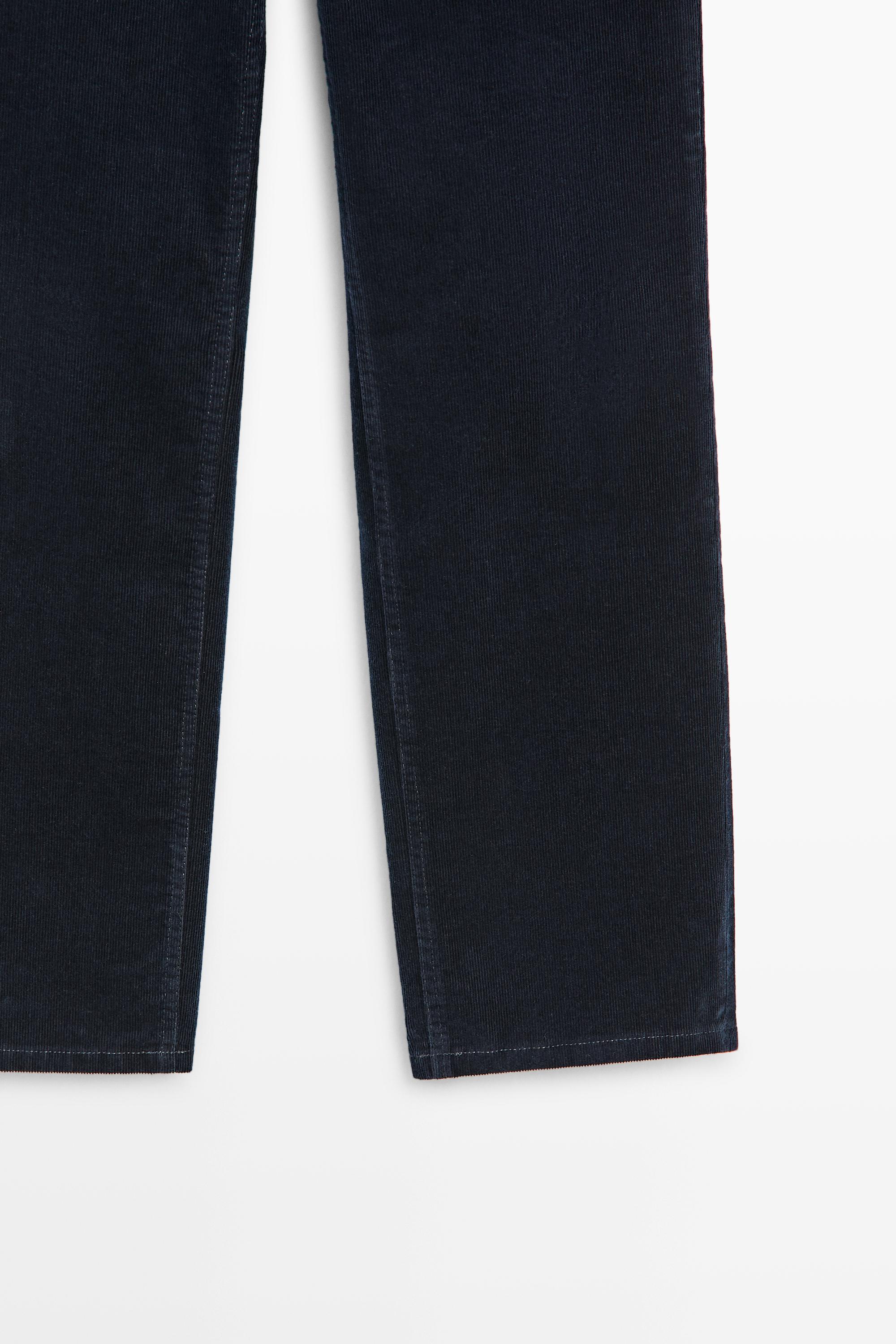 Pantalon slim straight taille moyenne en microvelours