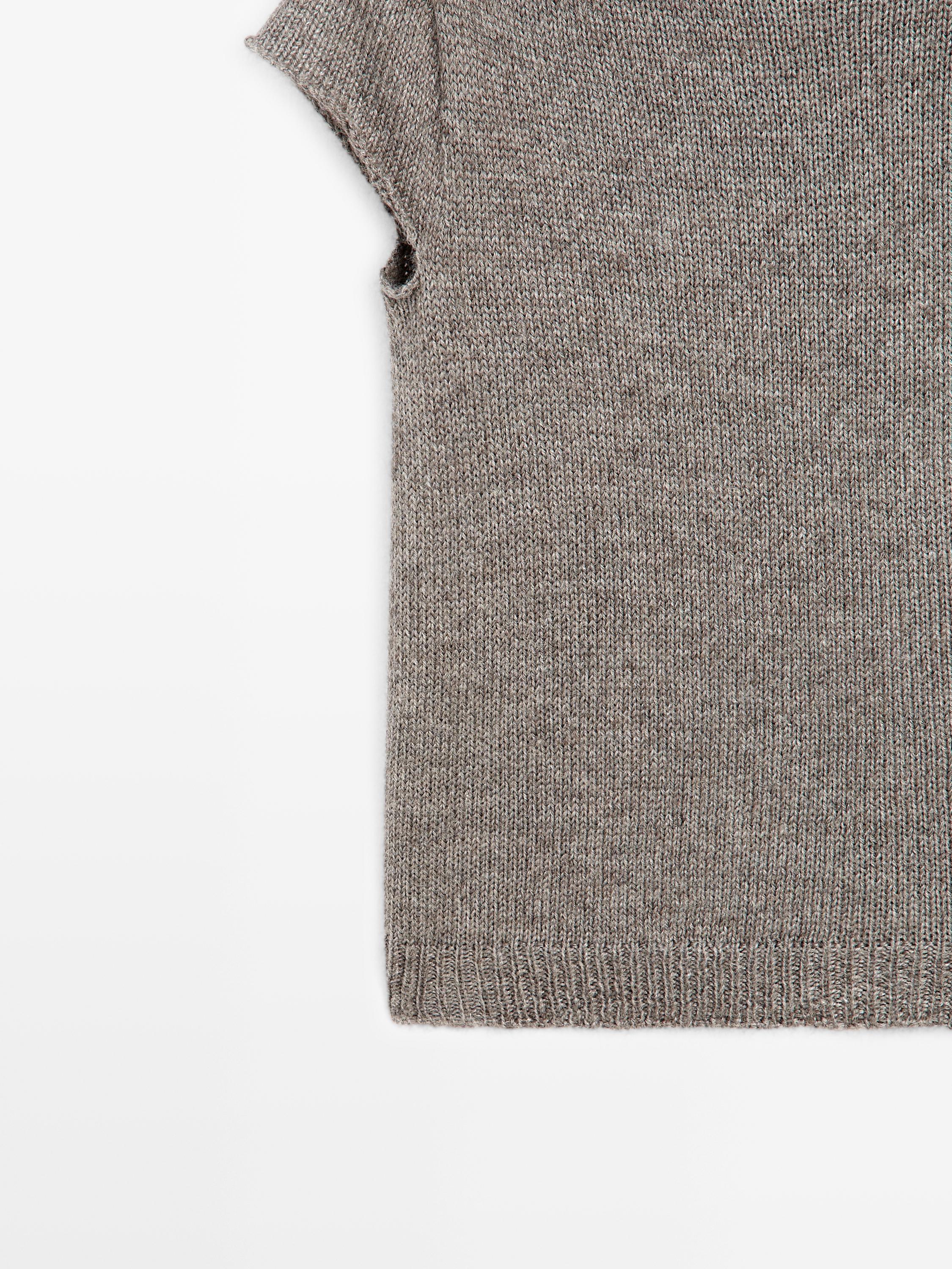 Short sleeve knit alpaca and silk sweater - LIMITED