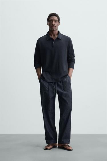 POLO LINO - ALGODÓN - Marino de Zara - Imagen 0