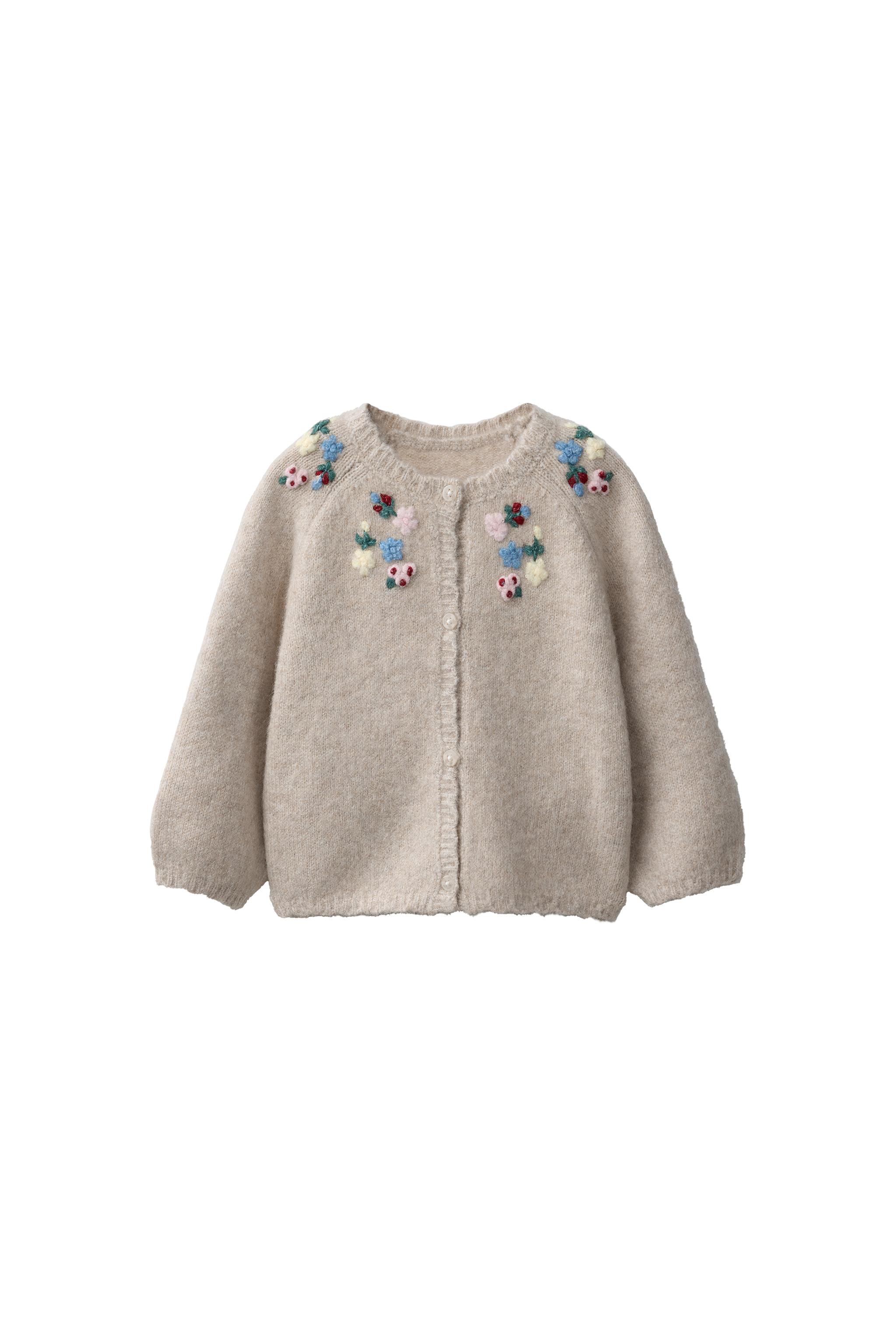 EMBROIDERED FLOWER CARDINGAN - Light beige | ZARA United States