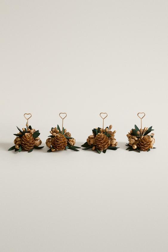 Zaras SET MED JULIGA BLADHÅLLARE (4-PACK) - Förgylld - Bild 0
