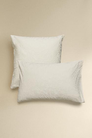 Zara JACQUARD COTTON PILLOWCASE - Oyster-white