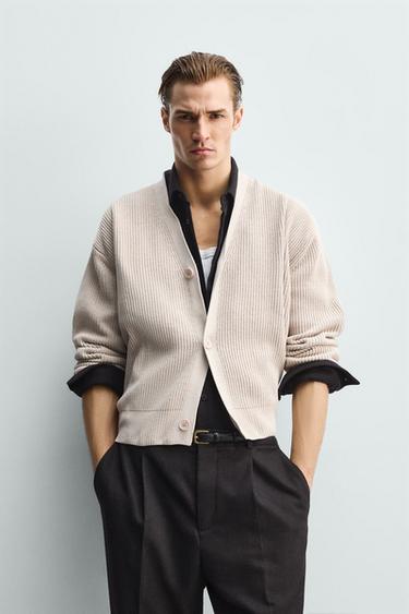 TEXTURED RELAXED FIT CARDIGAN - Ecru by Zara