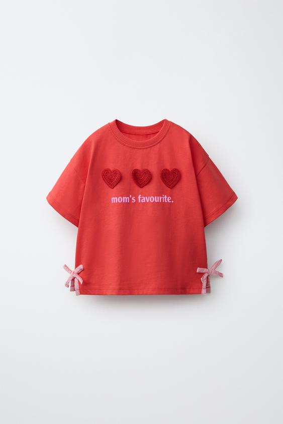 CROCHET HEART T-SHIRT - Red by Zara - Image 0