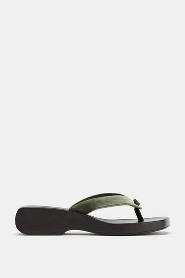 VELVET WEDGE SANDALS - 1-155 by Zara