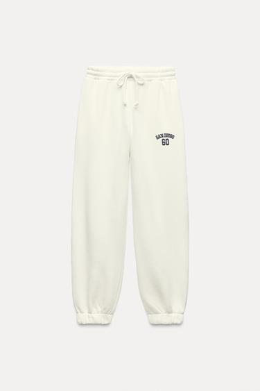 PANTALÓN FELPA VARSITY - Blanco de Zara