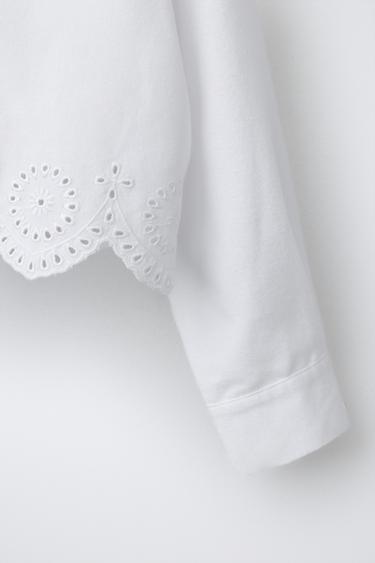 CAMISA CROPPED SCHIFFLY - Blanco roto de Zara