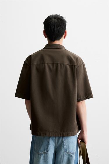 RELAXED FIT OVERSHIRT - Brown by Zara