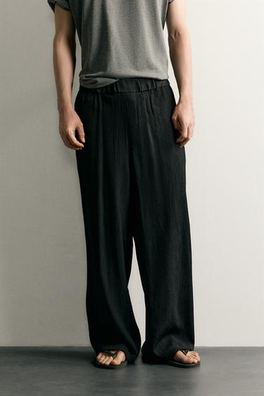 TEXTURED RELAXED FIT TROUSERS - Black by Zara