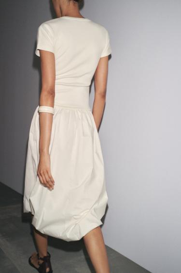 BALLOON COMBINATION DRESS - Ecru by Zara - Image 2