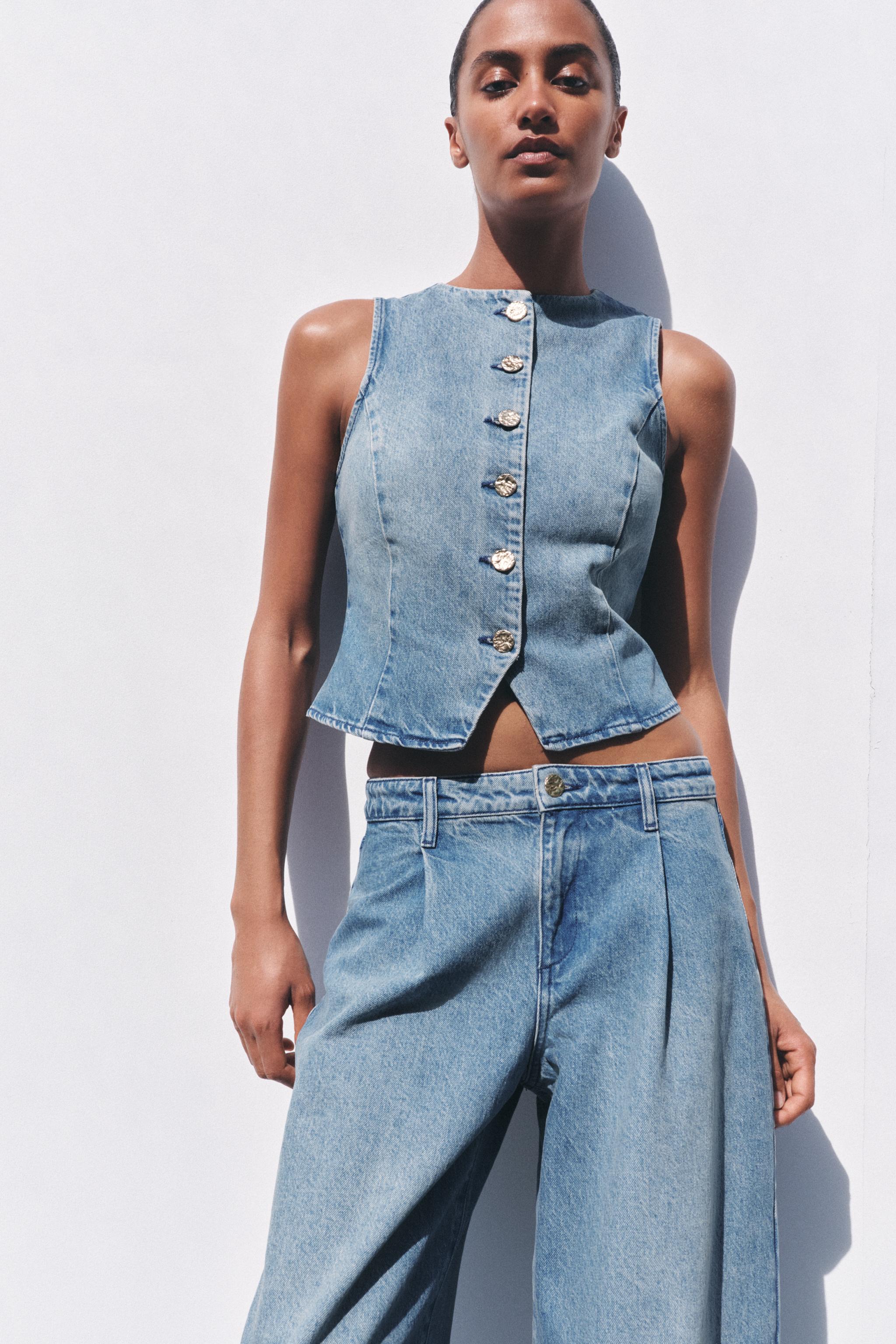 Z1975 デニム ベスト - ミディアムブルー | ZARA Japan / 日本