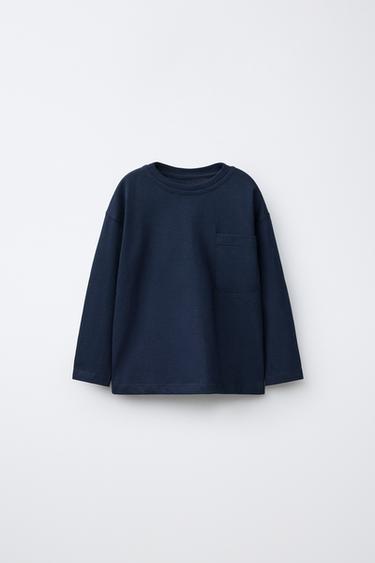 CAMISETA BOLSILLO LISA - Marino de Zara
