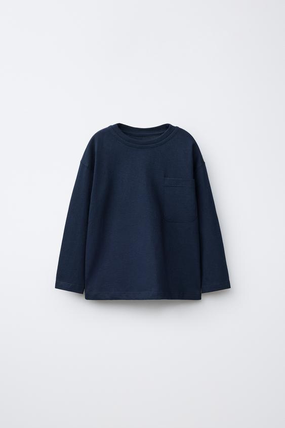 CAMISETA BOLSILLO LISA - Marino de Zara - Imagen 0
