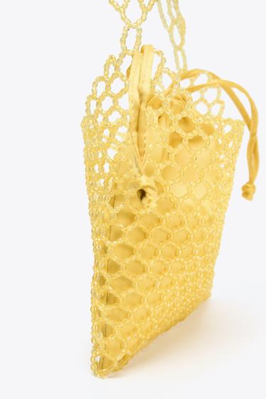BEADED MINI BUCKET BAG - Yellow by Zara - Image 4