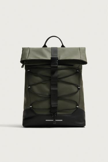 RUBBERISED TECHNICAL BACKPACK - Khaki Green by Zara