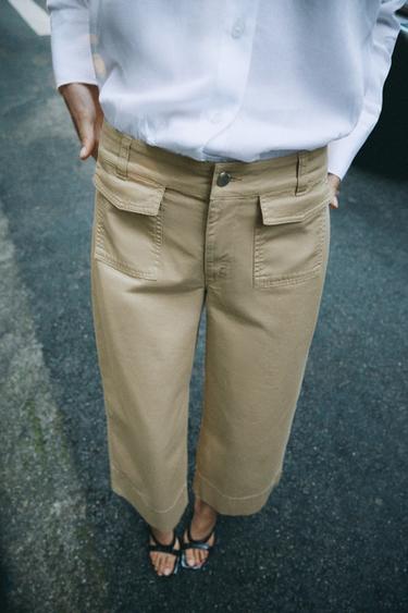 CULOTTE TROUSERS WITH POCKETS - Light camel by Zara