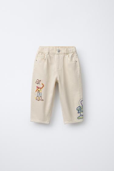 TOY STORY © DISNEY PIXAR EMBROIDERED STRAIGHT TWILL TROUSERS - Ecru by Zara
