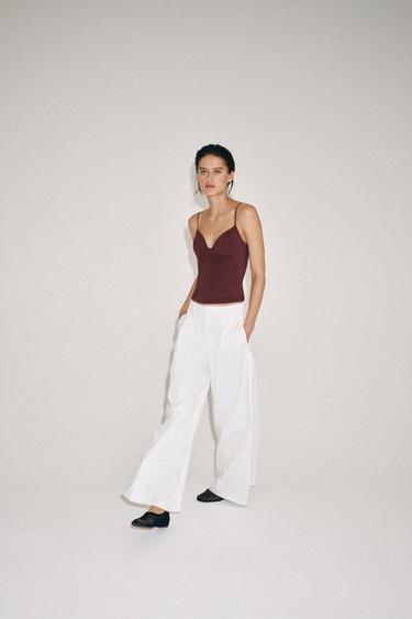 TOP EN MÉLANGE DE POLYAMIDE - GRENAT de Zara - Image 3