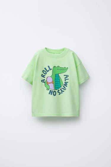 Zara ANIMAL PRINT T-SHIRT - Light green