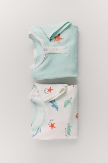 TWO-PACK OF SEA PRINT SLEEPSUITS - Ecru by Zara