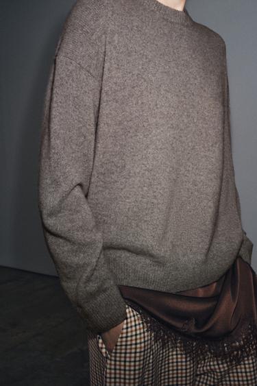 PULL CACHEMIRE ET LAINE MANCHES LONGUES - Marron / Taupe de Zara - Image 3