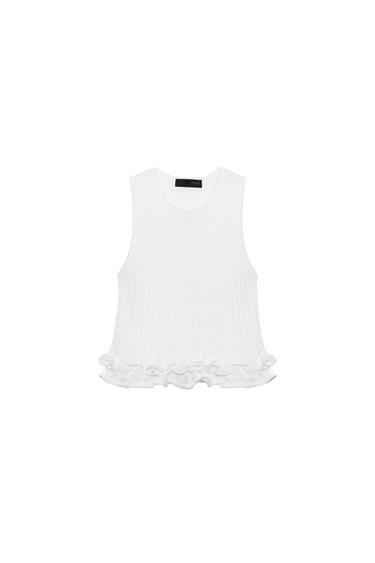 DOPPELLAGIGES STRICKTOP - Weiß von Zara
