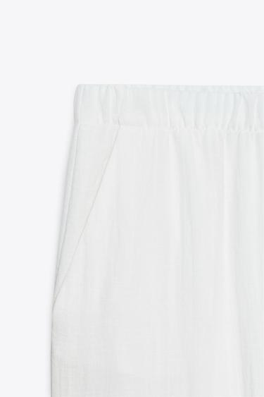 RUSTIC WIDE-LEG TROUSERS - White by Zara - Image 6