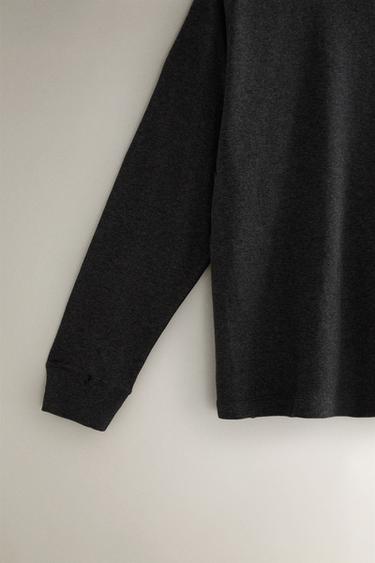 STRAIGHT FIT LONG SLEEVE T-SHIRT - Dark grey by Zara - Image 2