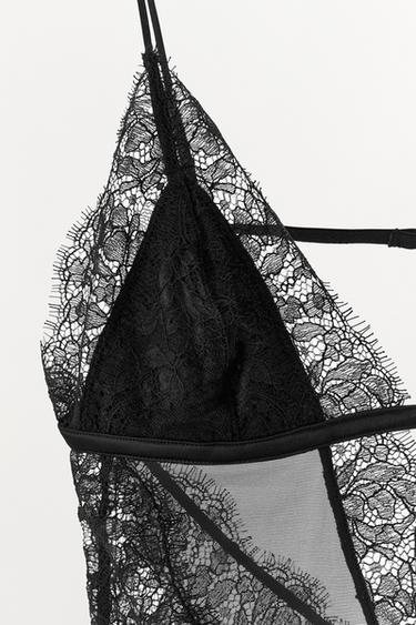 BODY COMBINADO ENCAJE - Negro de Zara
